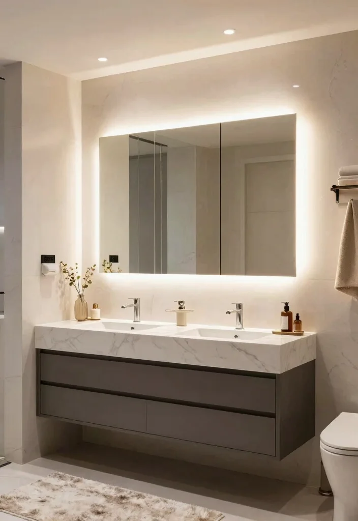 17 Double Vanity Mirrors Ideas With Luxe Bathroom Style - 3. Glamorous Led Backlit Mirrors 1