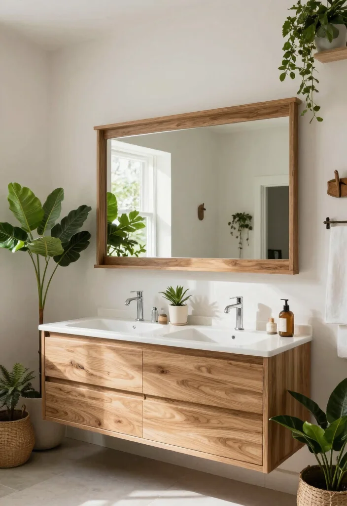 17 Double Vanity Mirrors Ideas With Luxe Bathroom Style - 4. Nature-Inspired Mirrors 1
