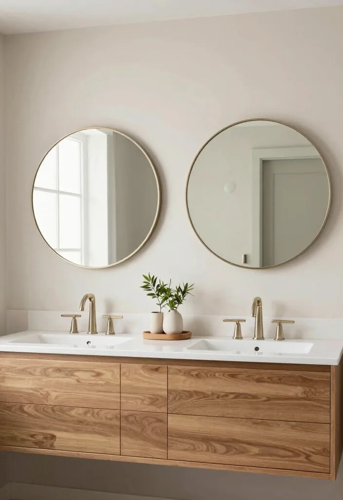 17 Double Vanity Mirrors Ideas With Luxe Bathroom Style - 8. Elegant Round Mirrors 1