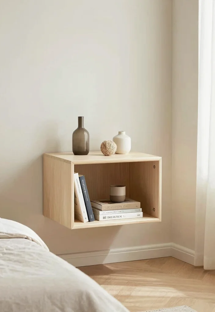 17 Modern Floating Nightstand Ideas With Sleek Design - 10. Floating Nightstand with Open Shelving 1