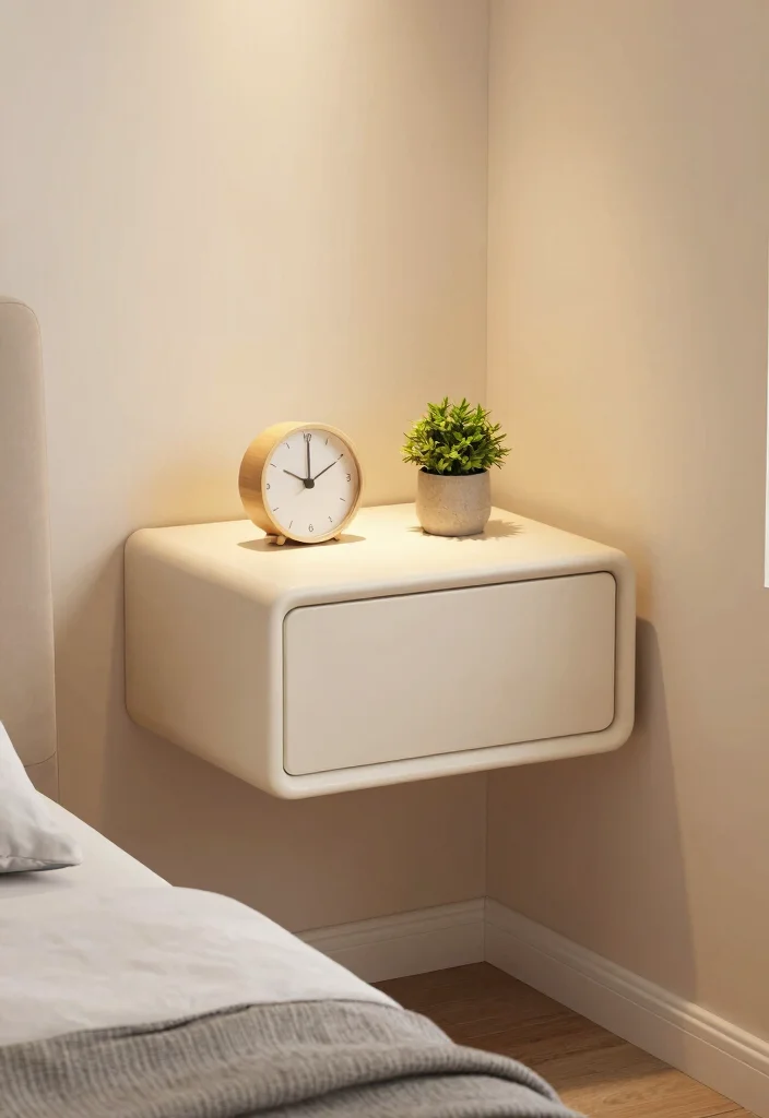 17 Modern Floating Nightstand Ideas With Sleek Design - 13. Corner Floating Nightstand 1