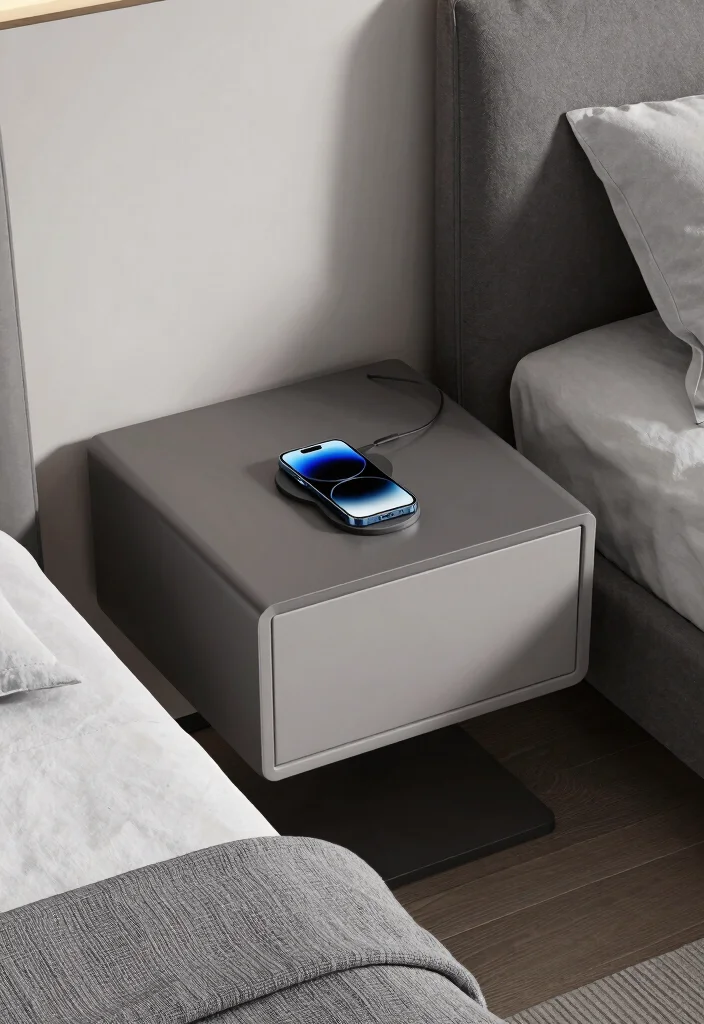 17 Modern Floating Nightstand Ideas With Sleek Design - 14. Floating Nightstand with Integrated Charging 1