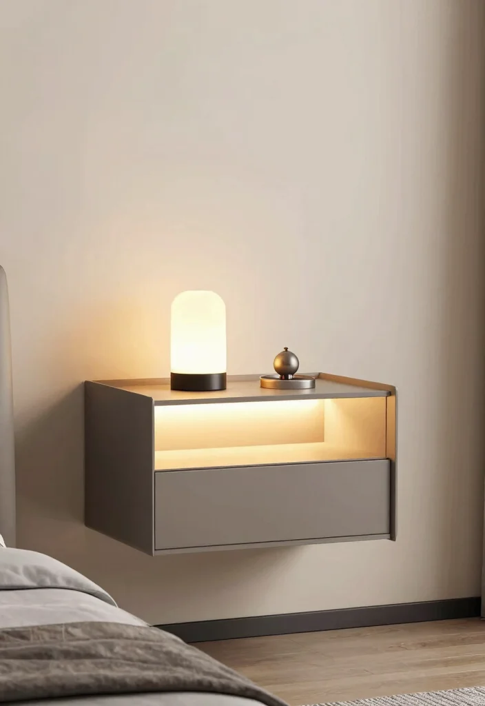 17 Modern Floating Nightstand Ideas With Sleek Design - 9. Floating Nightstand with LED Lighting 1