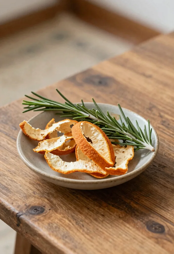 17 Natural Carpet Deodorizer Ideas That Actually Work - 14. Orange Peel and Rosemary Mix 1