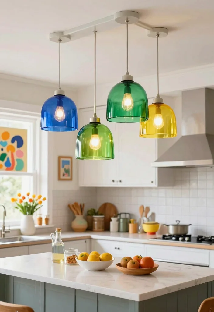 18 Dome Pendant Light Ideas With Modern Elegance - 3. Colorful Glass Dome Pendants 1