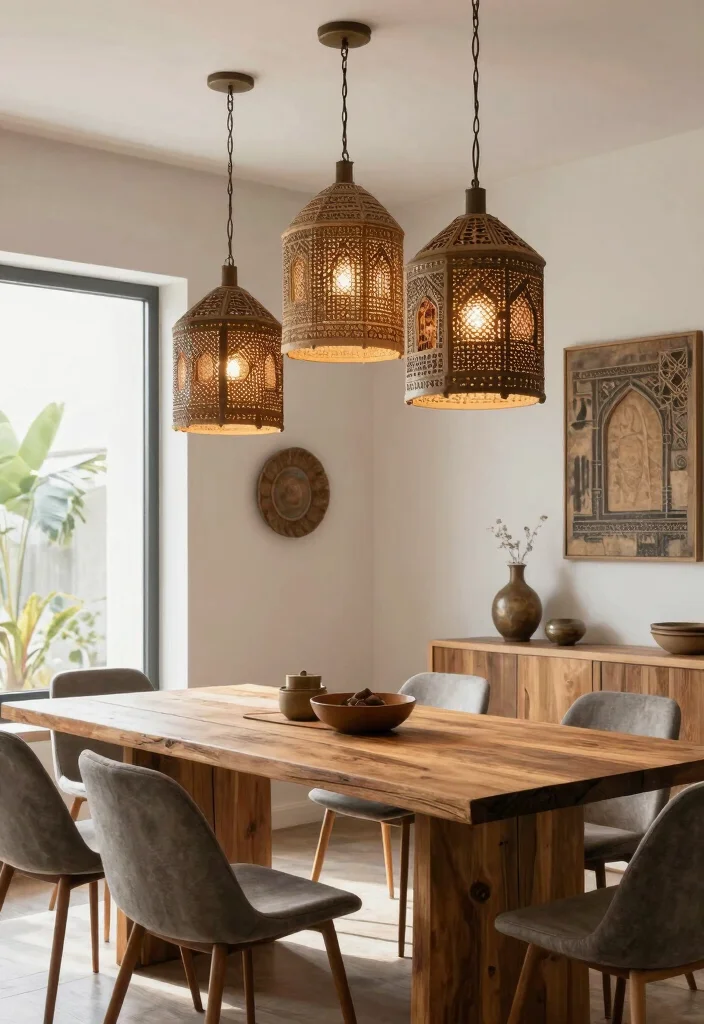 18 Moroccan Pendant Light Ideas With Exotic Glow - 18. Modern Rustic Blend 1