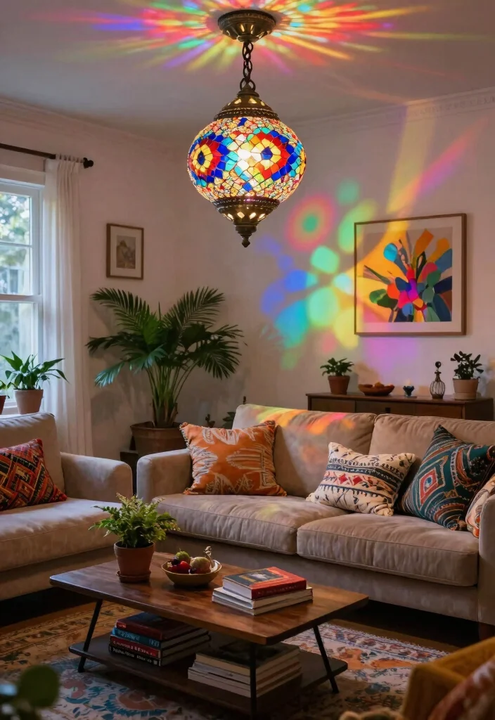18 Moroccan Pendant Light Ideas With Exotic Glow - 2. Colorful Mosaic Magic 1