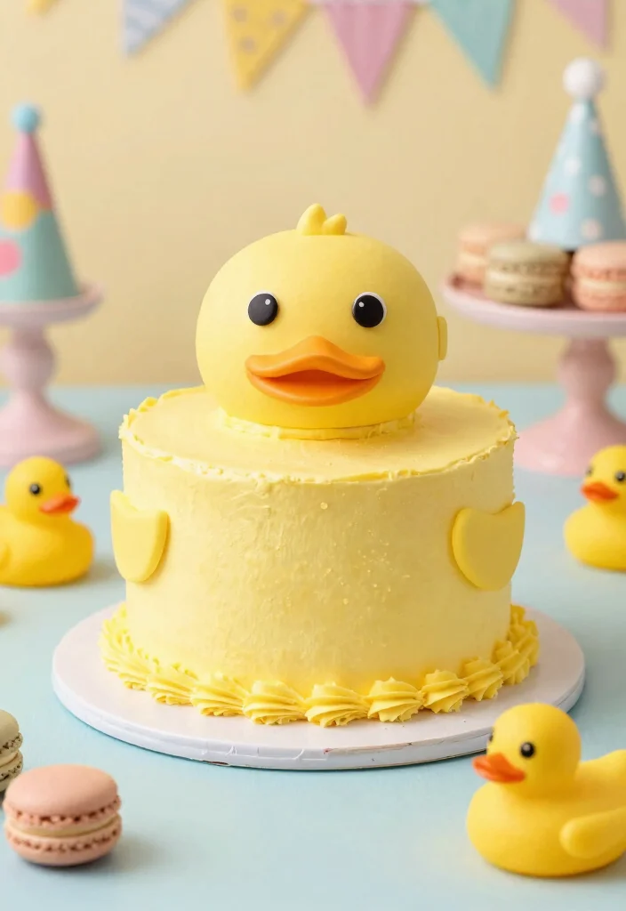 10 One Lucky Duck Smash Cake Designs That Survive Baby's First Smash - 1. Bright Yellow Duck Delight 1