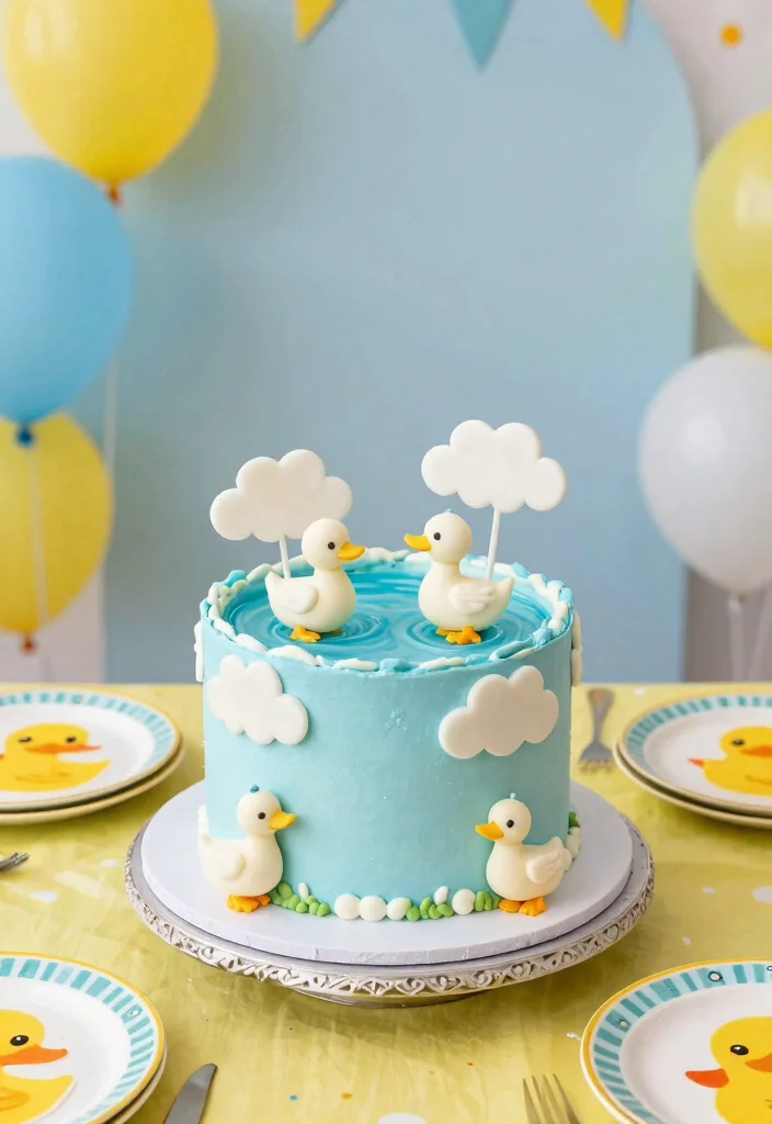 10 One Lucky Duck Smash Cake Designs That Survive Baby's First Smash - 2. Duck Pond Cake 1