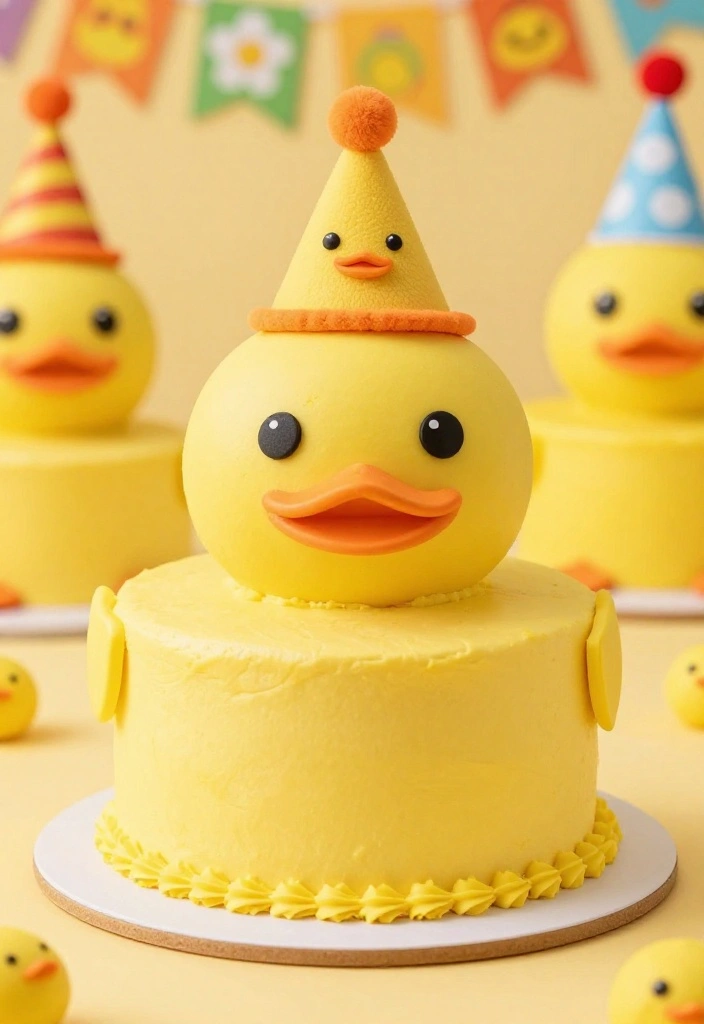 10 One Lucky Duck Smash Cake Designs That Survive Baby's First Smash - 4. Quirky Duck Hat Cake 1