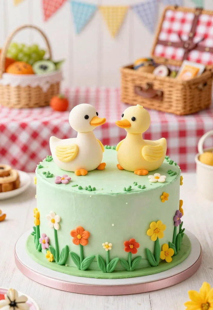 10 One Lucky Duck Smash Cake Designs That Survive Baby's First Smash - 5. Duck Couples Cake 1