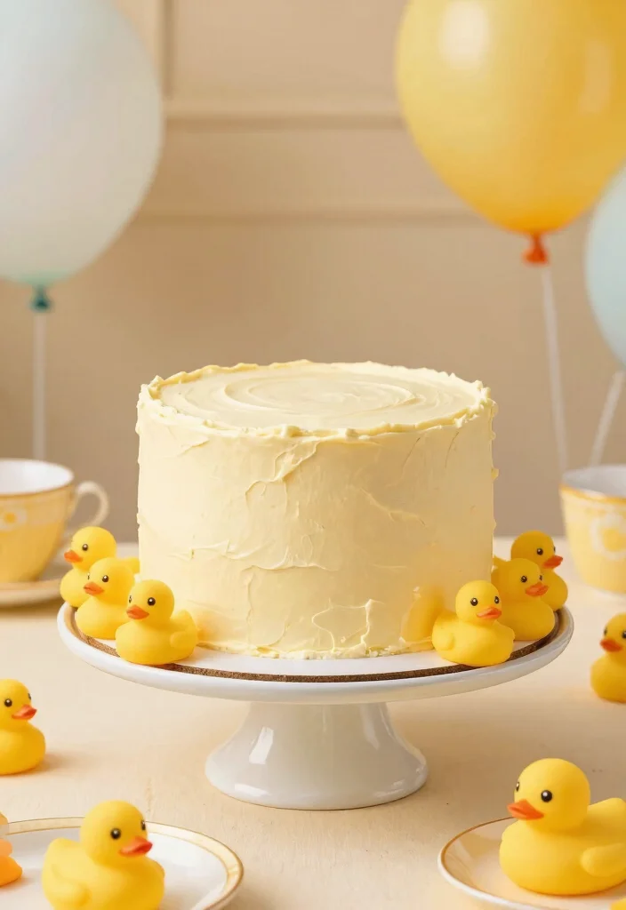 10 One Lucky Duck Smash Cake Designs That Survive Baby's First Smash - 7. Tiny Ducks Around the Cake 1