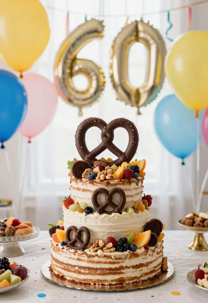 12 60th Birthday Cake for Dad Ideas That Transport to the Venue Intact - 8. The Sweet Charcuterie Cake 1