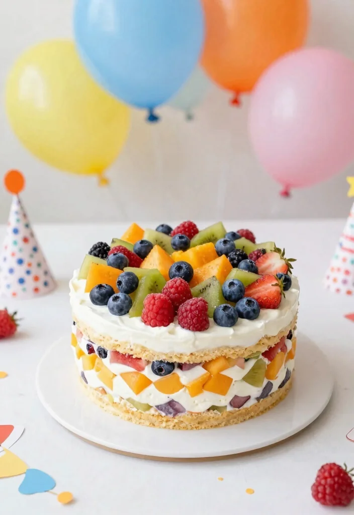 12 Birthday Cake for 1 Year Boy Ideas That Survive Baby Hands - 3. Fruit and Yogurt Cake 1