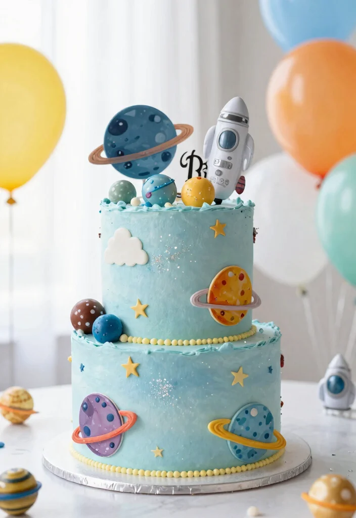 12 Birthday Cake for 1 Year Boy Ideas That Survive Baby Hands - 5. Space Adventure Cake 1