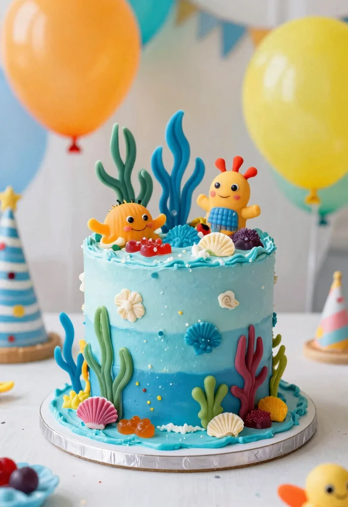 12 Birthday Cake for 1 Year Boy Ideas That Survive Baby Hands - 6. Under the Sea Cake 1