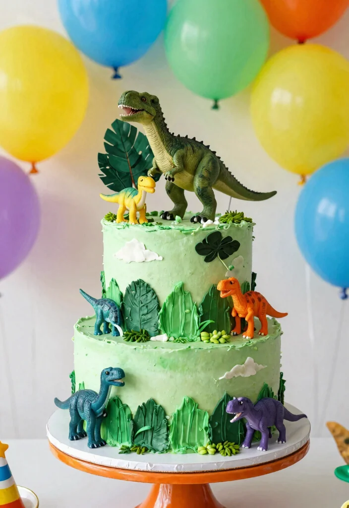 12 Birthday Cake for 1 Year Boy Ideas That Survive Baby Hands - 7. Dinosaur Cake 1