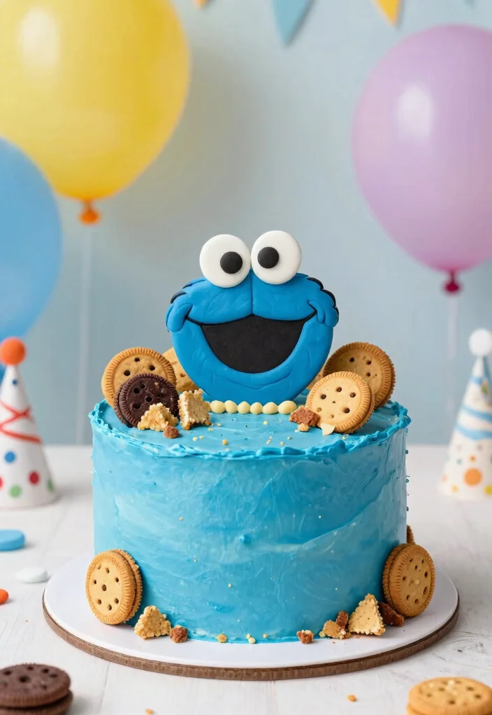 12 Birthday Cake for 1 Year Boy Ideas That Survive Baby Hands - 9. Cookie Monster Cake 1