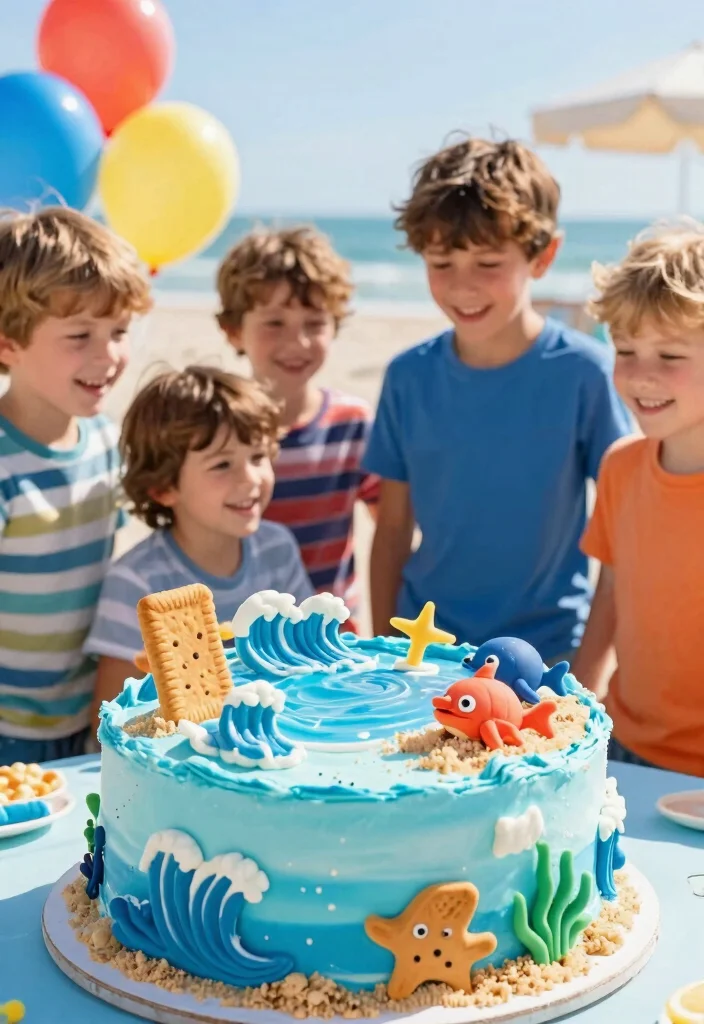 12 Boy Birthday Cake Ideas That Survive Outdoor Summer Heat - 5. Ocean Adventure Cake 1