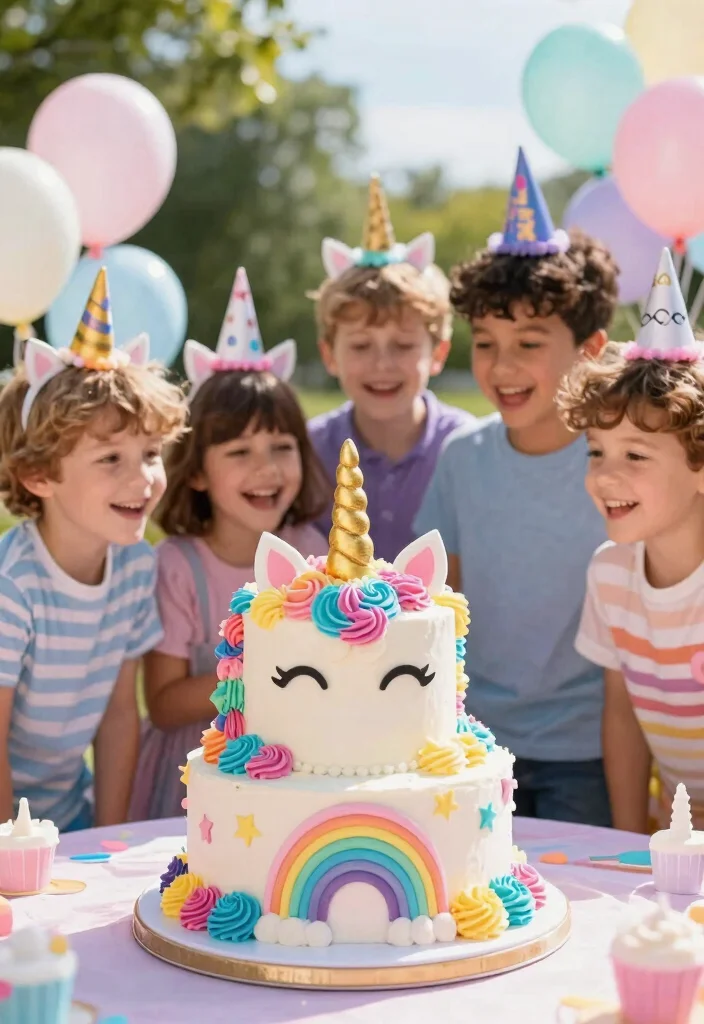 12 Boy Birthday Cake Ideas That Survive Outdoor Summer Heat - 8. Magic Unicorn Cake 1