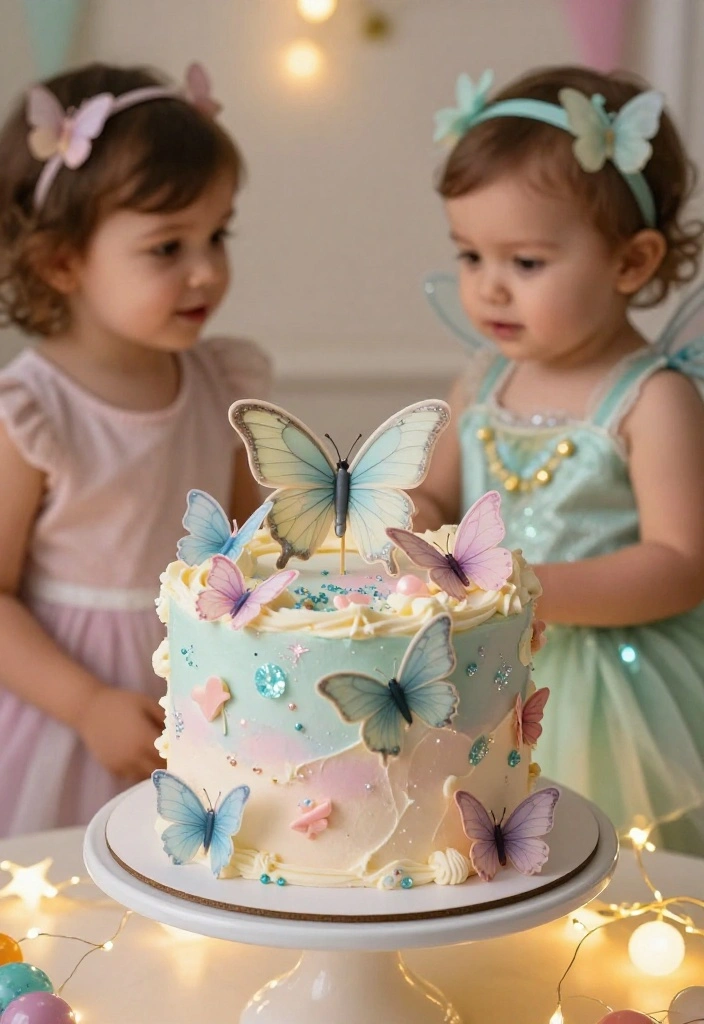 12 Butterfly Smash Cake Ideas for First Birthdays That Photo Well - 12. Magical Butterfly Smash Cake 1