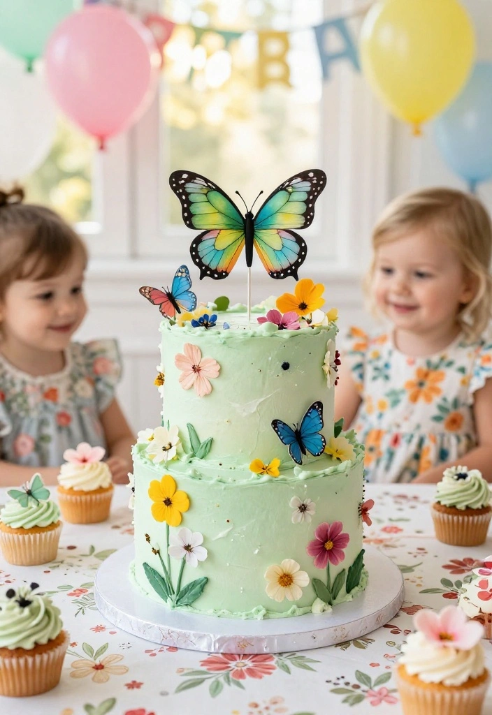 12 Butterfly Smash Cake Ideas for First Birthdays That Photo Well - 2. Butterfly Garden Cake 1