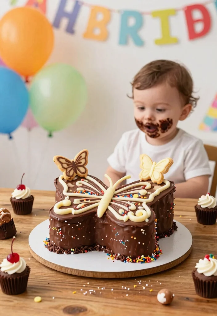 12 Butterfly Smash Cake Ideas for First Birthdays That Photo Well - 3. Chocolate Butterfly Delight 1