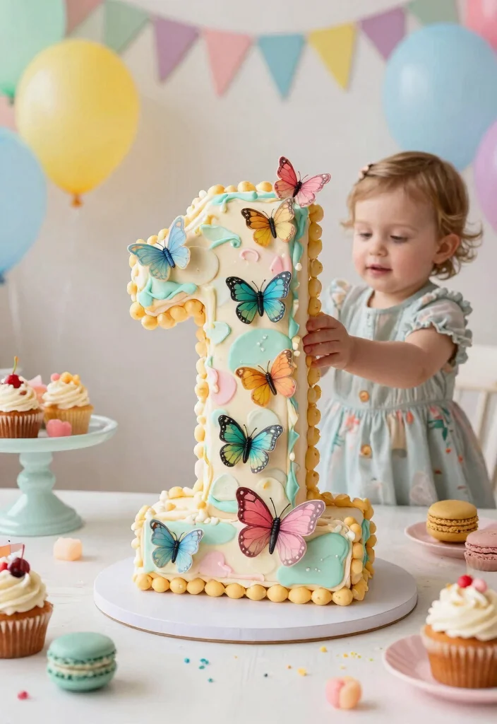 12 Butterfly Smash Cake Ideas for First Birthdays That Photo Well - 6. Butterfly Number Cake 1