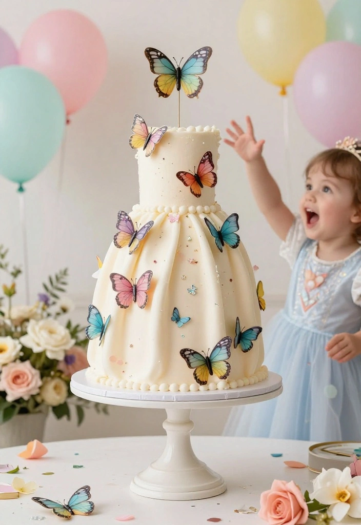 12 Butterfly Smash Cake Ideas for First Birthdays That Photo Well - 9. Butterfly Princess Cake 1