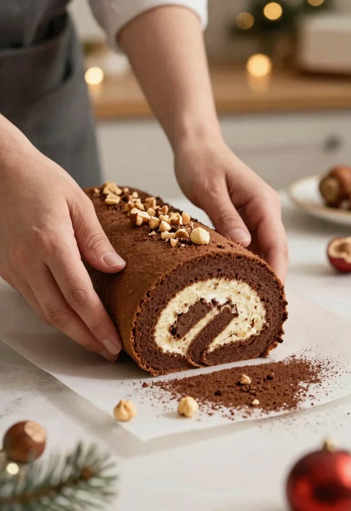 12 Christmas Cake Roll Ideas That Don't Crack When Rolling - 8. Chocolate Hazelnut Cake Roll 1