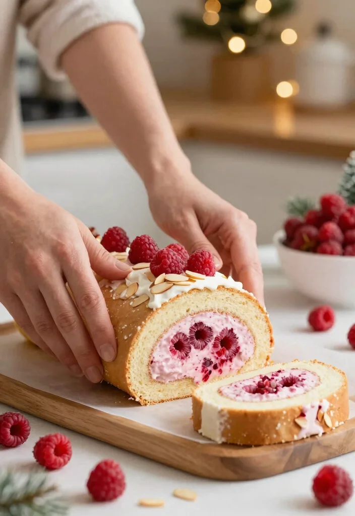 12 Christmas Cake Roll Ideas That Don't Crack When Rolling - 9. Raspberry Almond Cake Roll 1