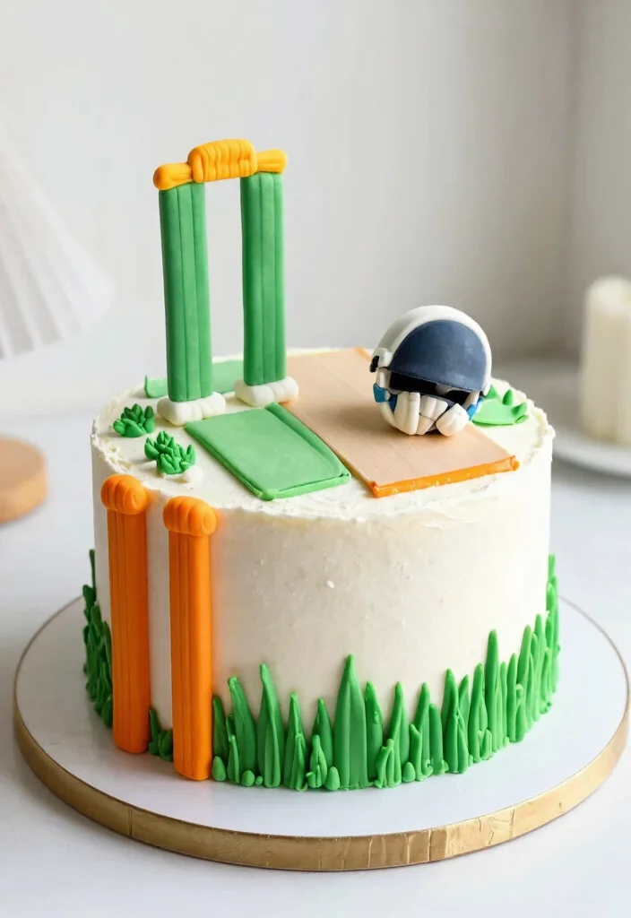 12 Cricket Cake Design Ideas With Field and Ball Detail Without Edible Images - 6. Wicket Cake Design 1