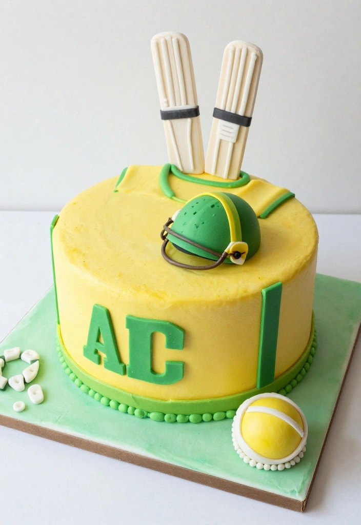 12 Cricket Cake Design Ideas With Field and Ball Detail Without Edible Images - 7. Cricket Jersey-Inspired Cake 1