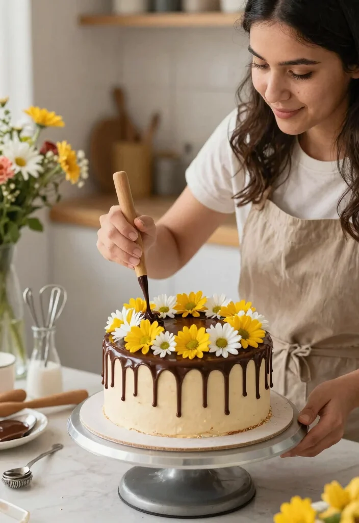 12 Daisy Birthday Cake Ideas Without Special Cutters - 6. Daisy Drip Cake 1