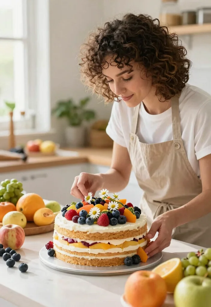 12 Daisy Birthday Cake Ideas Without Special Cutters - 8. Layered Daisy Cake with Fruit 1
