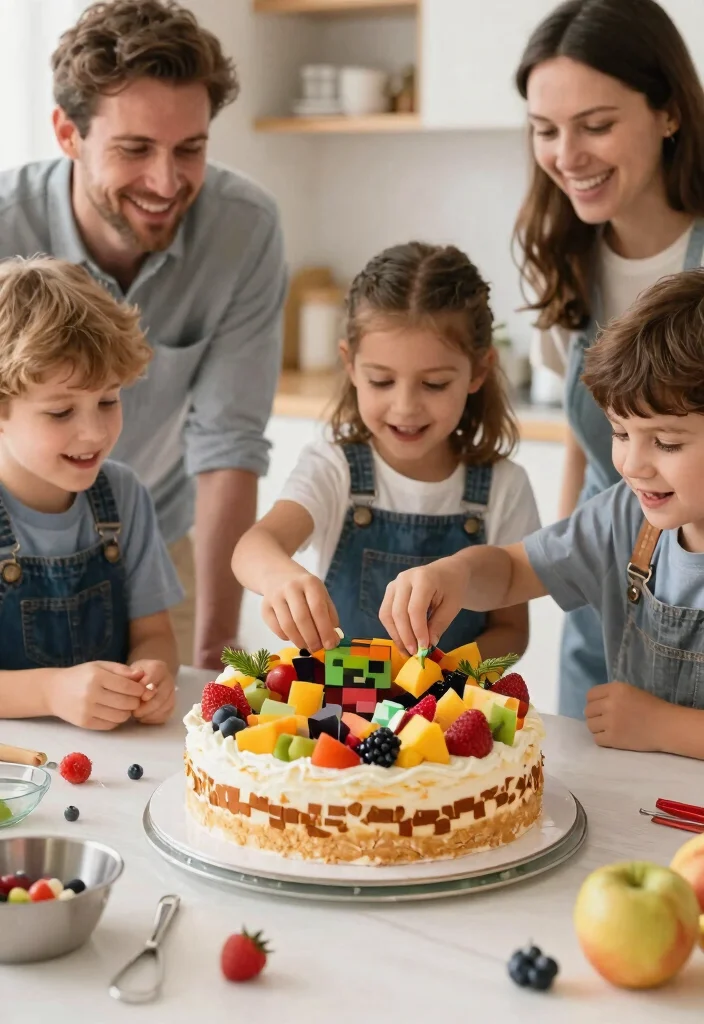 12 Easy Minecraft Cake Ideas for Beginners With No Special Tools - 12. Minecraft Fruit Cake 1