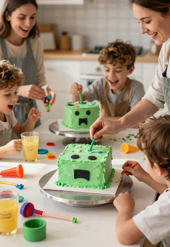 12 Easy Minecraft Cake Ideas for Beginners With No Special Tools - 2. Creeper Face Cake 1