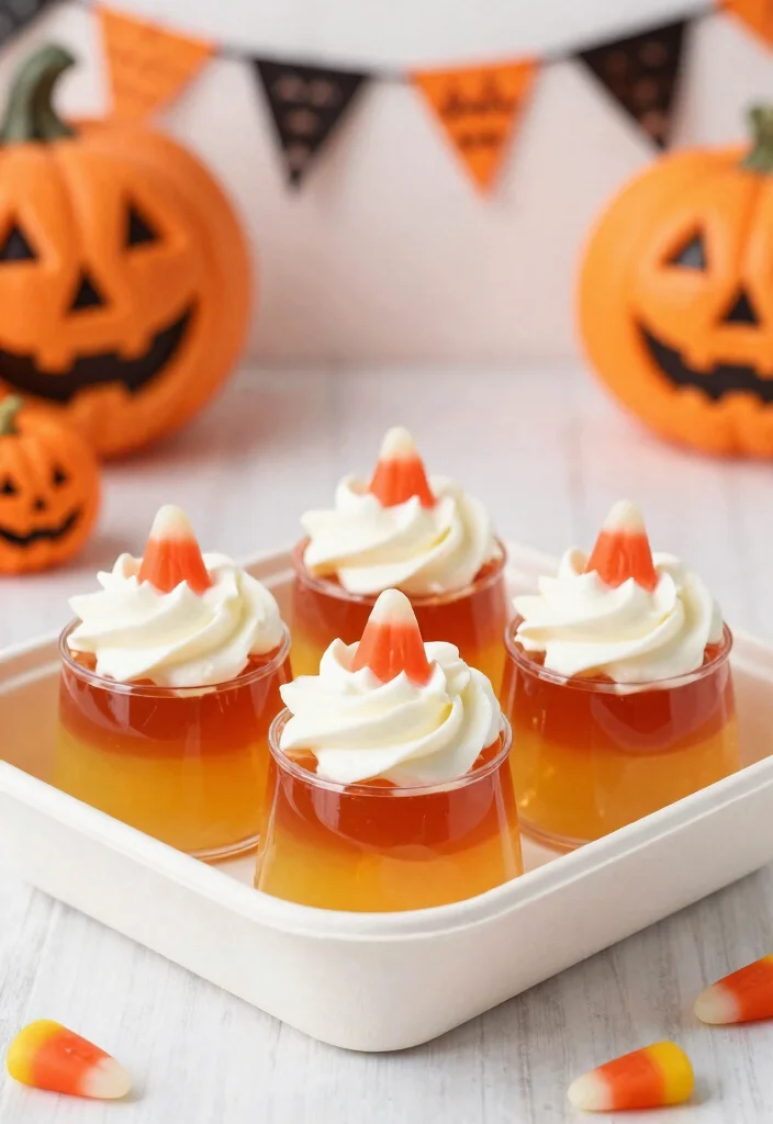 12 Halloween Bento Cake Ideas With Spooky Details Without Piping Skills - 10. Candy Corn Jello Cups 1