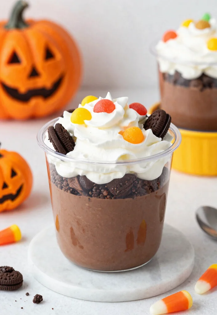 12 Halloween Bento Cake Ideas With Spooky Details Without Piping Skills - 4. Pumpkin Patch Dessert Cups 1
