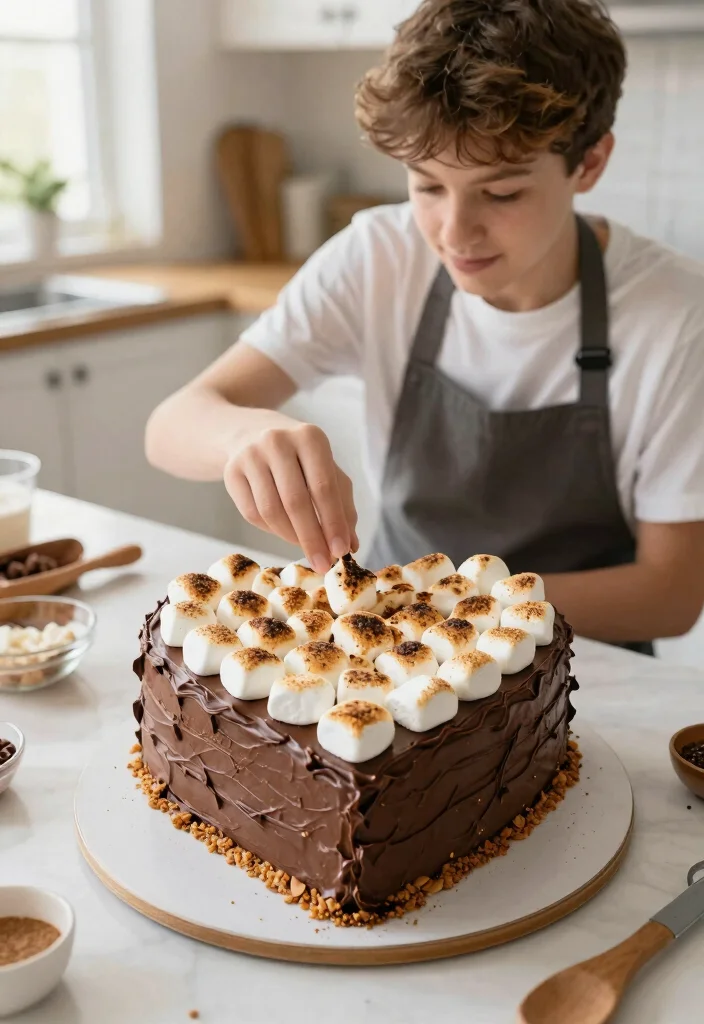 12 Heart Cake With Picture Ideas That Don't Bubble - 12. S'mores Heart Cake 1