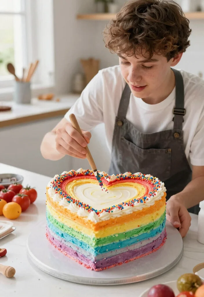 12 Heart Cake With Picture Ideas That Don't Bubble - 4. Rainbow Heart Cake 1