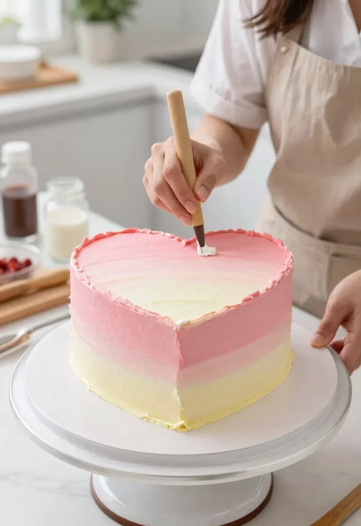 12 Heart Cake With Picture Ideas That Don't Bubble - 5. Elegant Ombre Heart Cake 1