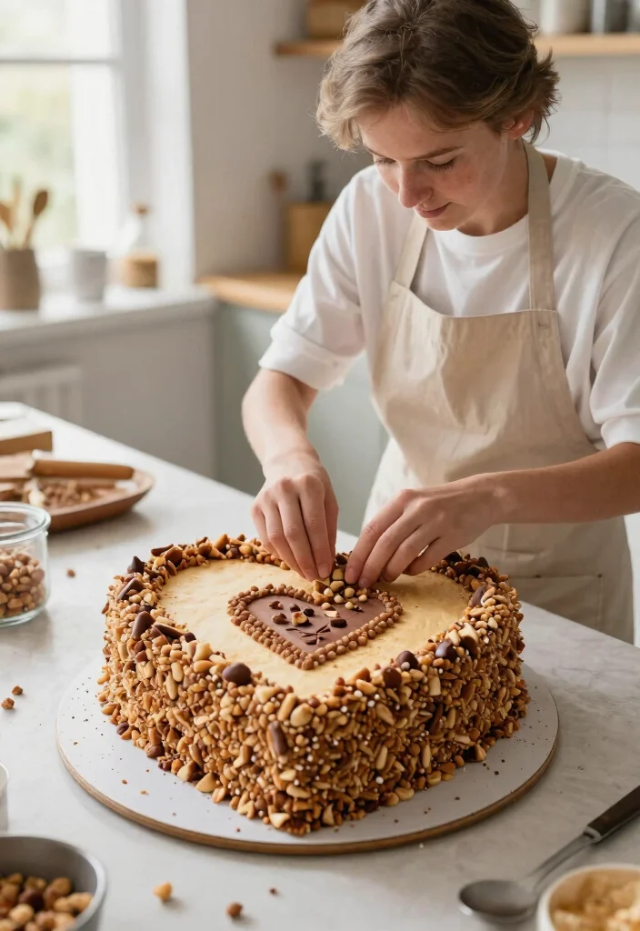12 Heart Cake With Picture Ideas That Don't Bubble - 9. Nutty Delight Heart Cake 1