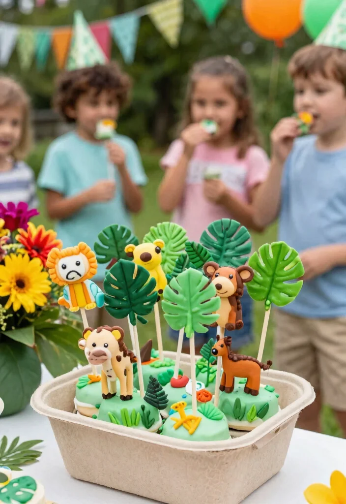 12 Jungle Theme Birthday Cake Ideas That Don't Melt Fast - 12. Jungle Theme Cake Pops 1