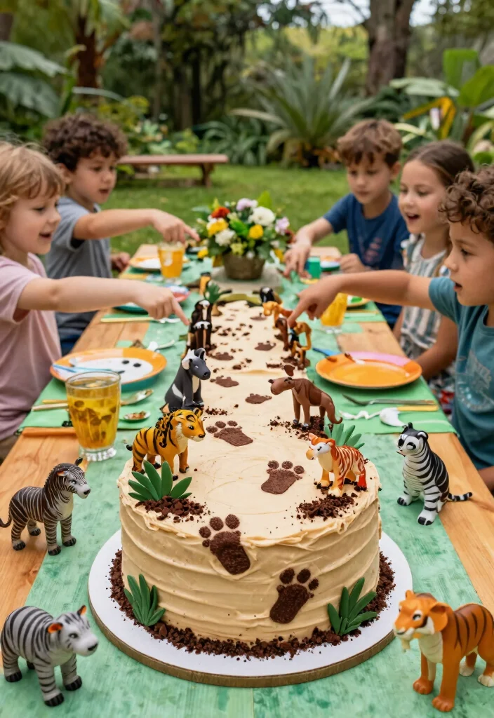 12 Jungle Theme Birthday Cake Ideas That Don't Melt Fast - 3. Animal Tracks Cake 1