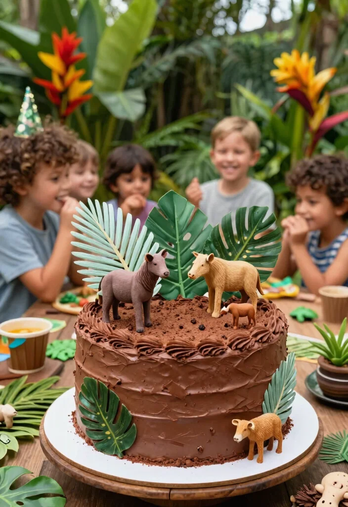12 Jungle Theme Birthday Cake Ideas That Don't Melt Fast - 7. Eco-Friendly Chocolate Cake 1
