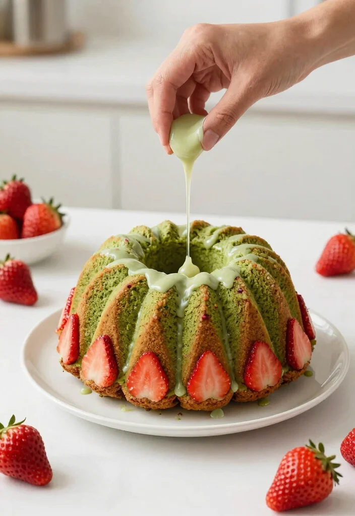 12 Matcha Strawberry Cake Ideas With Clean Color Layers That Don't Stain - 10. Matcha Strawberry Bundt Cake 1