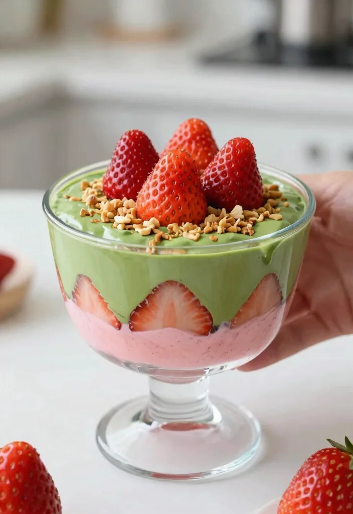 12 Matcha Strawberry Cake Ideas With Clean Color Layers That Don't Stain - 9. Matcha Strawberry Trifle 1