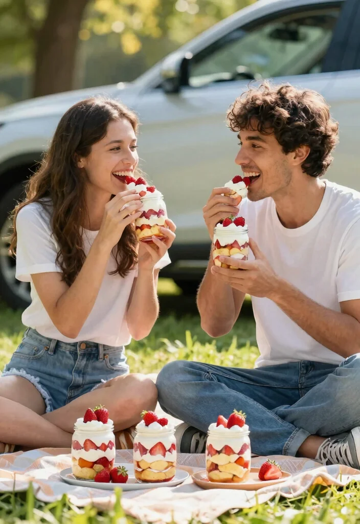 12 Mini Cake for Boyfriend Ideas That Survive a 2-Hour Drive - 2. Strawberry Shortcake Jars 1