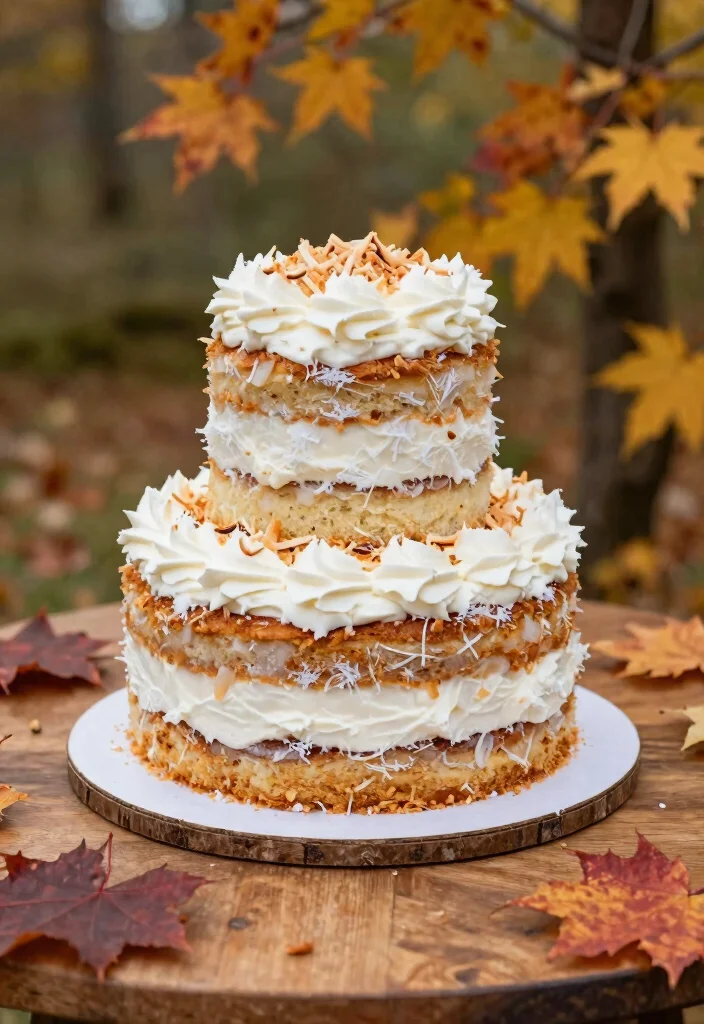 12 October Wedding Cake Ideas That Hold Shape in Outdoor Weather - 12. Coconut Cream Fantasy 1